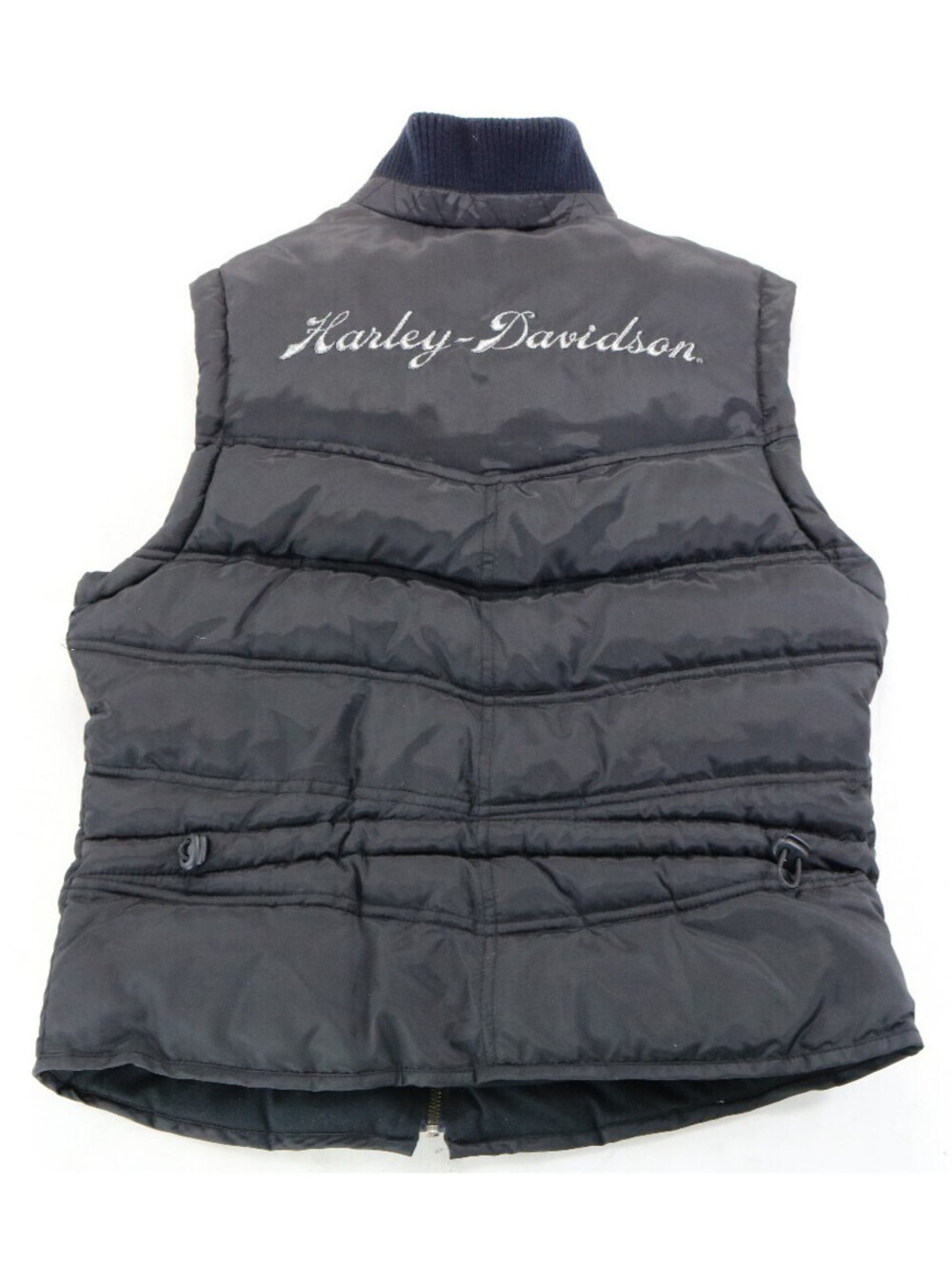 harley davidson vest M black puffy puffer fleece pockets warm cold zip snap bar